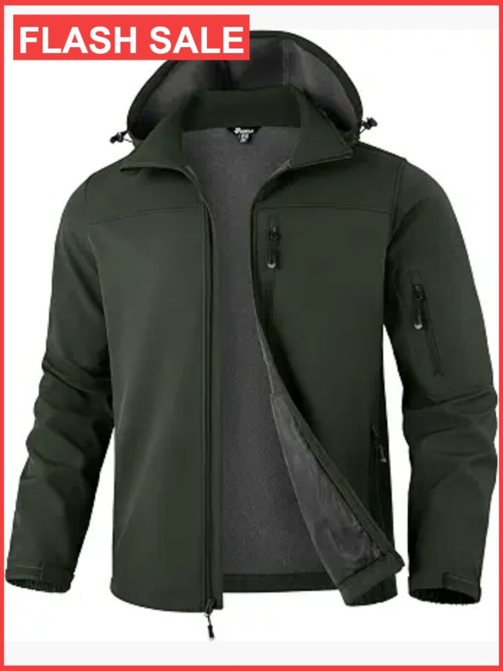 Men's Softshell Jacket Hooded Fleece Lined Windproof
